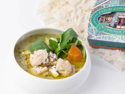 Gaspacho aux filets d'Esturgeon Prunier